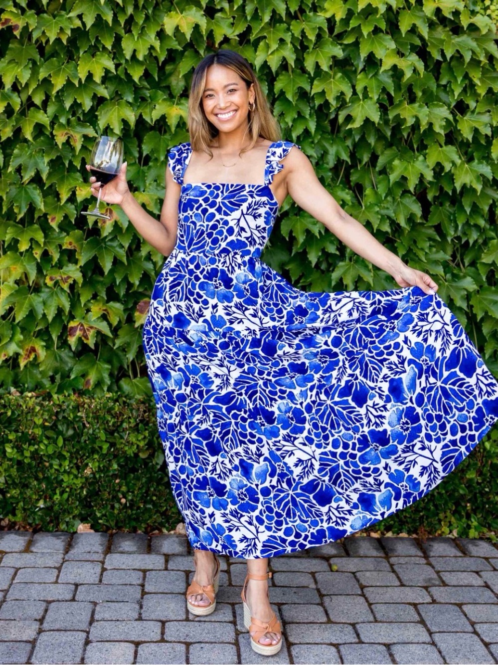 Kenny Flowers Royal Blue & White Floral Maxi Dress